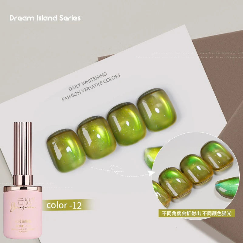 36 Colors Cat Eye Gel Polish Set, 15ml Magnetic Soak Off UV LED Gel Nail Kit, Fine Nano Pigment Shimmer Nail Art Manicure Qme 12