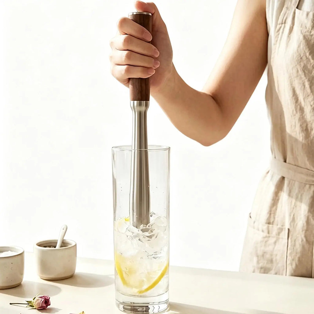 Drink Mixer Wand Comfortable Grip Crusher Tools Stainless Steel Fruit Qme