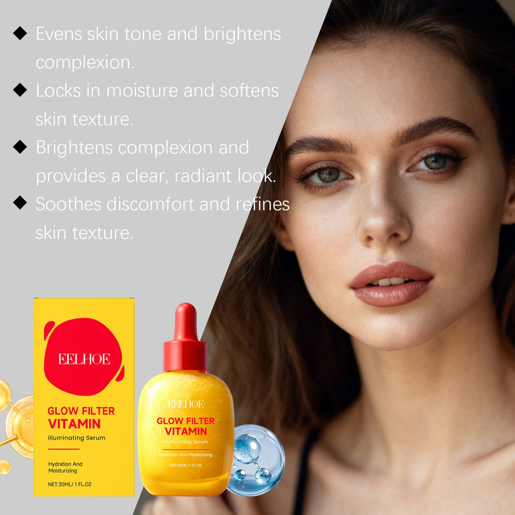 Vitamin C Illuminating Serum Brightening & Hydrating Facial Serum Even Skin Tone Soothes Dryness Daily Skincare Glowing Essence Qme