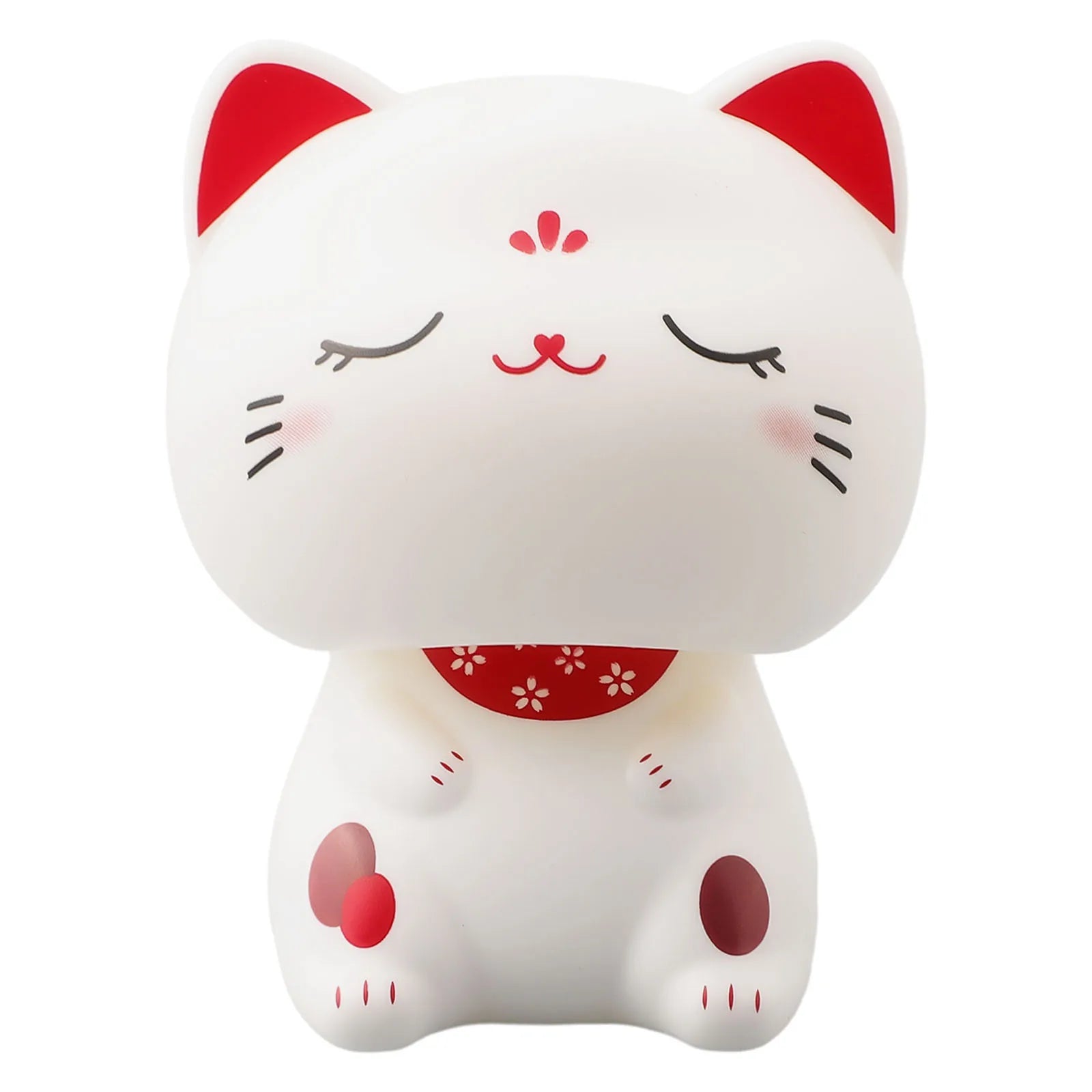 1pcs Solar Powered Automatic Nodding Cute Cat Outline Design And Smiling Eyes Cat For Home Office Car Decordesktop Ornament Qme B