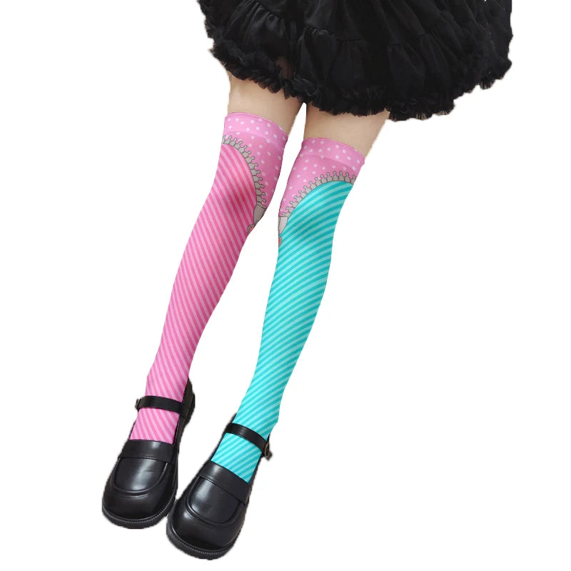 Cute Sweet Loli Stockings Fashion 3d Printing Striped Love Kawaii Qme style7 One Size