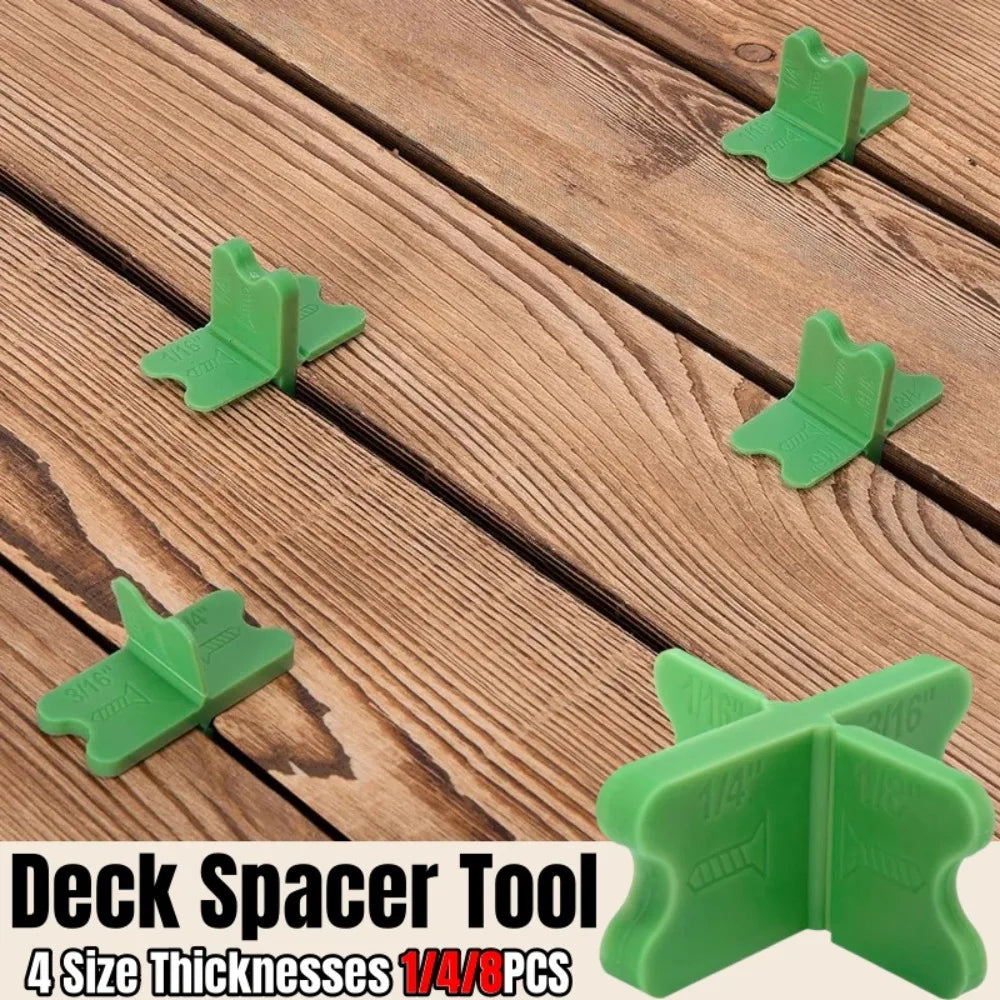 1-8PCS Deck Spacer Tool Set 4 Size Gap Green Deck Spacers Reusable Wood Composite Decking Installation Alignment Leveling Gasket Qme