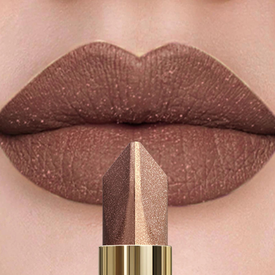 Glitter Shiny Metallic Two Tone Lipstick Matte Pearlescent Lip Tint Qme