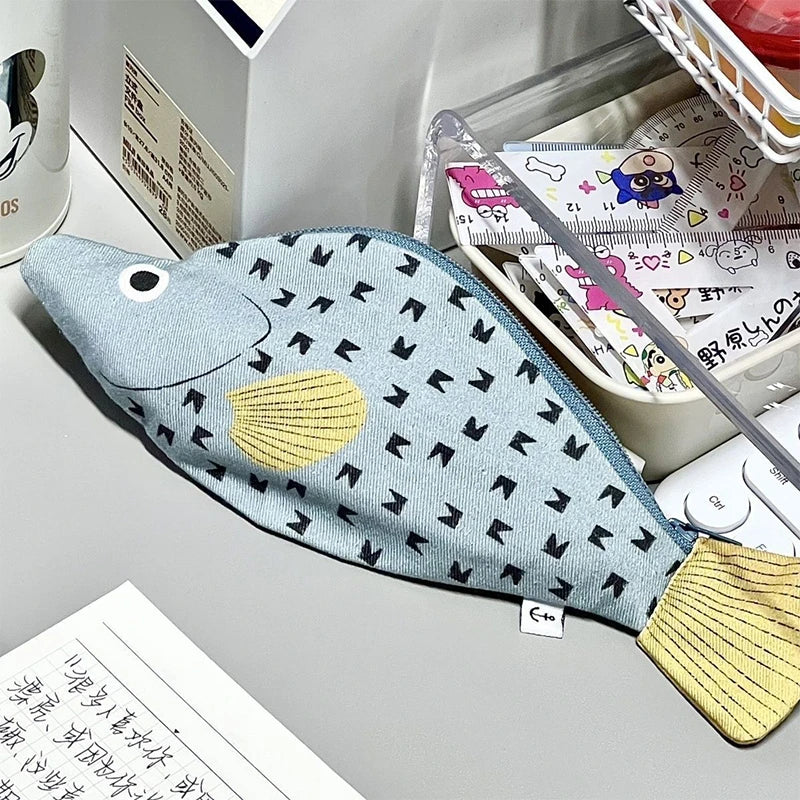 Fish Shape Novelty Pencil Case Pen Bag Coin Purse Funny Pouch Qme