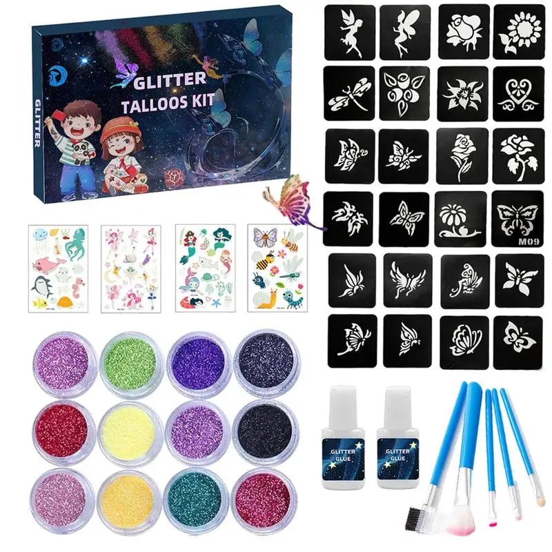 12 Colors Diamond Glitter Art Charm Luminous Tattoo Powder Sticker Qme