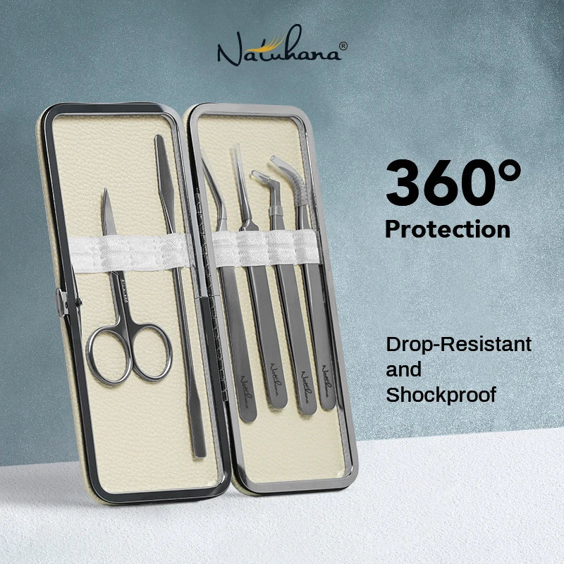 NATUHANA Tweezers Case Eyelash Extension Makeup Protection Box Lash Qme