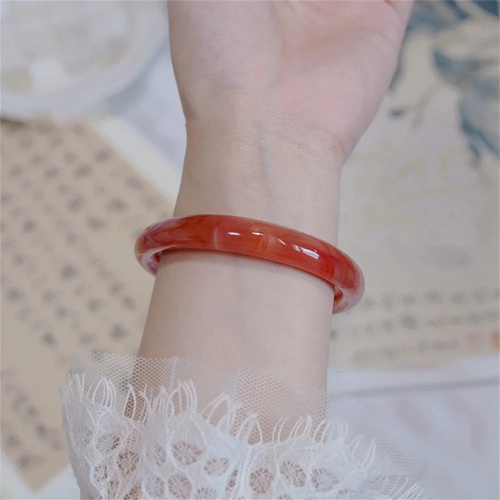 Beautiful Girl Green White Bracelet Elegant Gift Chinese Style Popular Retro Ink Round Bracelet Simple Temperament Bracelet Qme 7