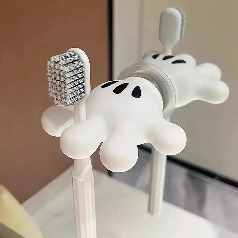 Toothbrush Holder Mickey Palm Cute Bathroom Towel Suction Cup Multi-Function Hook Traceless Hook Data Cable Winder Qme