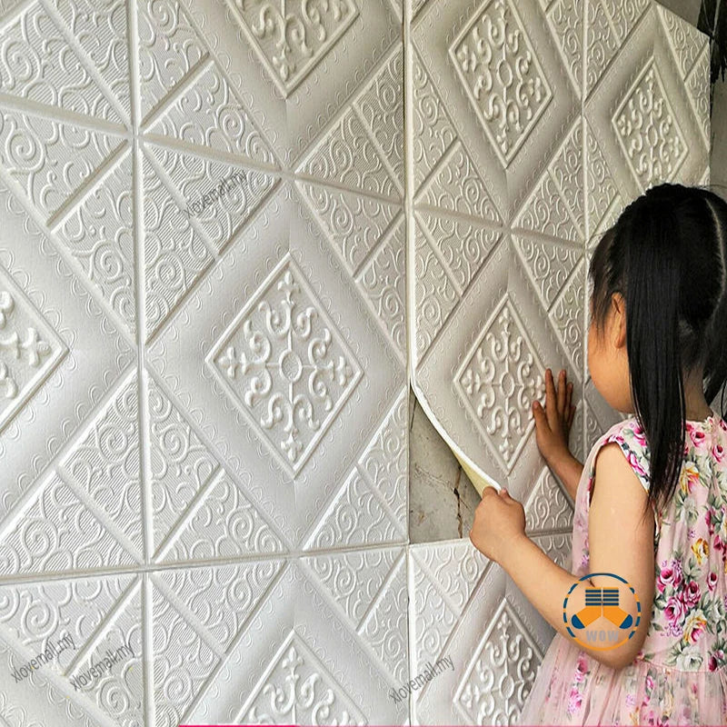 1Pcs 35*35cm Self-adhesive 3D Background Wallpaper Foam Wall Sticker Waterproof Moistureproof Living Room Decoration Qme