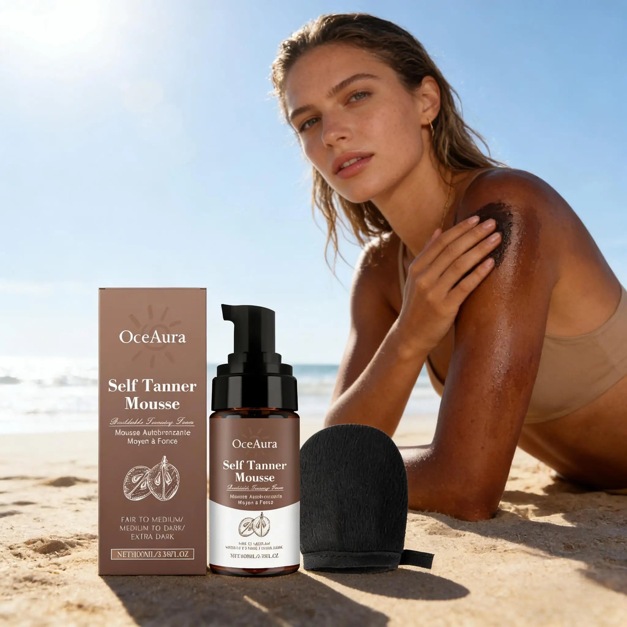 Body Self Tanning Mousse Organic Sunless Tanning Foam Spray Fast Face Tan Bronzer Nourishing Lotion Sunbed Tanning Accelerator Qme
