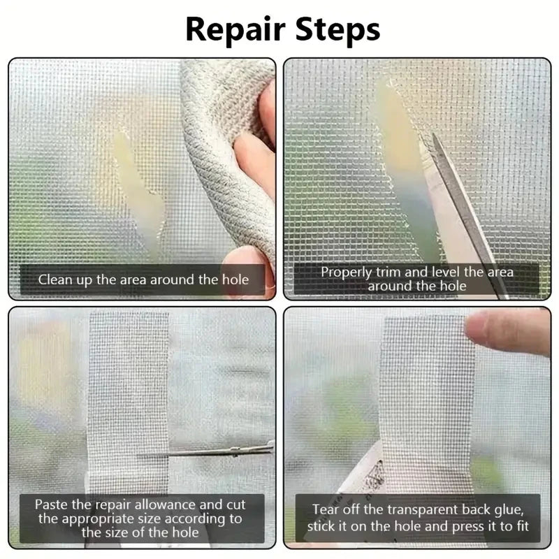 1pc Easy-to-Apply Waterproof Window Screen Repair Tape - Keep mosquitoes out with our bug-proof, self-adhesive mesh patch Qme