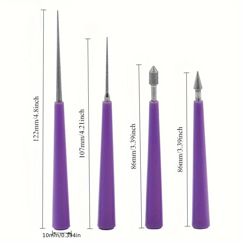 4pcs Diamond Tipped - Bead Reamera Tool - 4pcs Beading Hole Enlarger for DIY Jewelry Making Qme