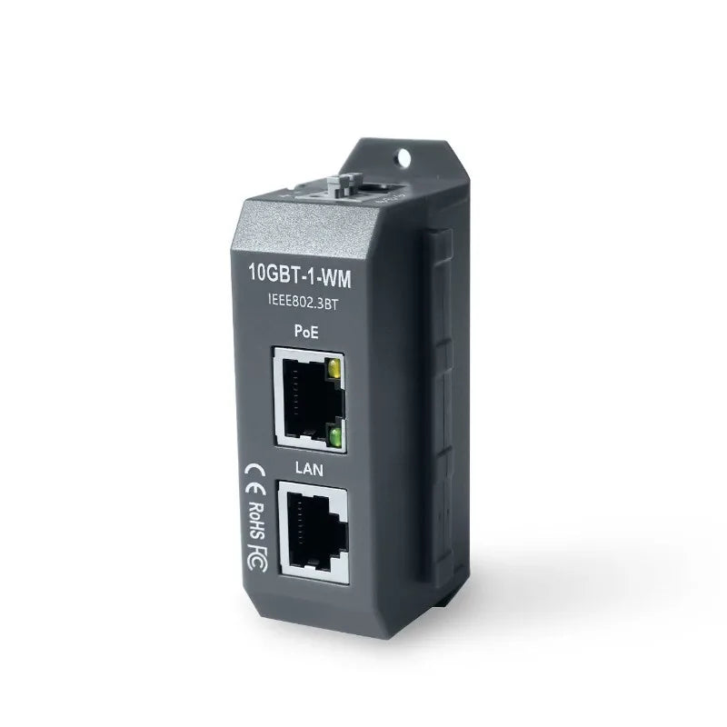 2.5G 10G Data Rate Active PoE++ Injector 90W Output DIN Rail Mounting IEEE 802.3af/at/bt 4-pair PoE For PTZ Cameras WiFi 6/6E Qme