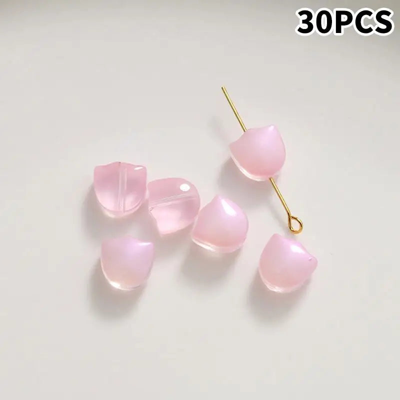 DIY Lampwork Beads 30Pcs Multicolor Glass Flower Beads for Jewelry Making Handmade Accessories Supplies Qme A7