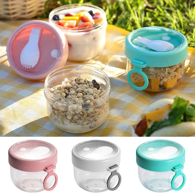Spoon Meal Prep Containers Reusable Overnight Oats Jar Container Qme