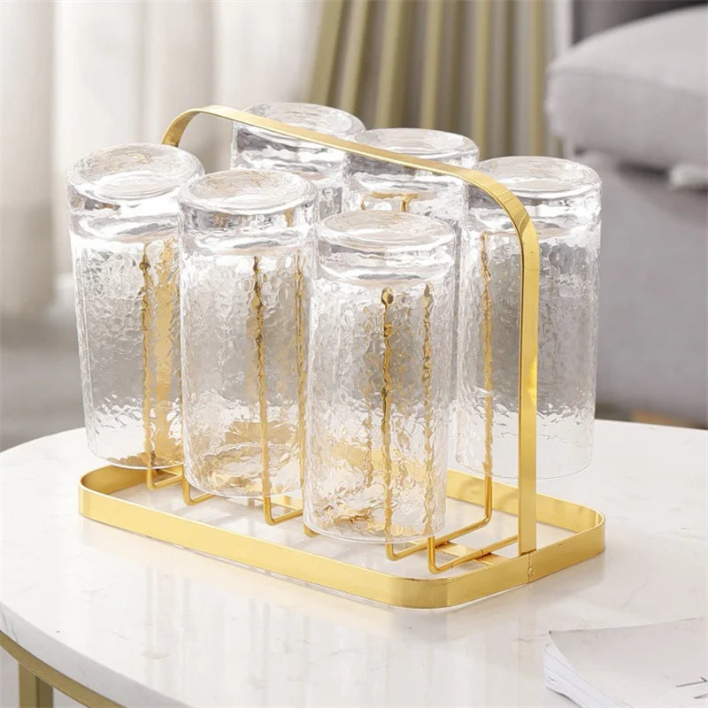Glass Bottle Holder Coffee Mug Office Mugs Organizer Metal Cup Drying Qme Gold