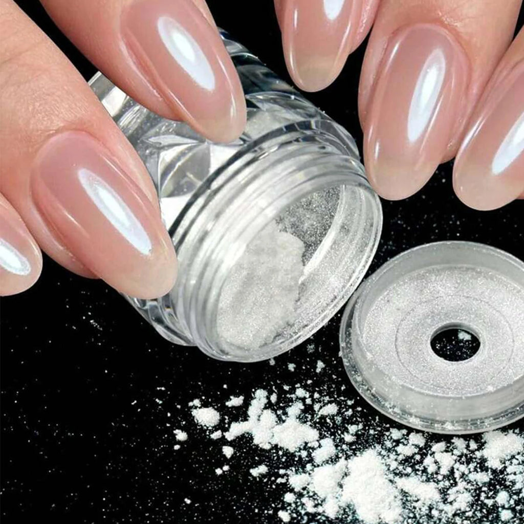 Chrome Nail Powder Ice Transparent Aurora Gloss Pearl Rainbow Metal Qme Glitter power
