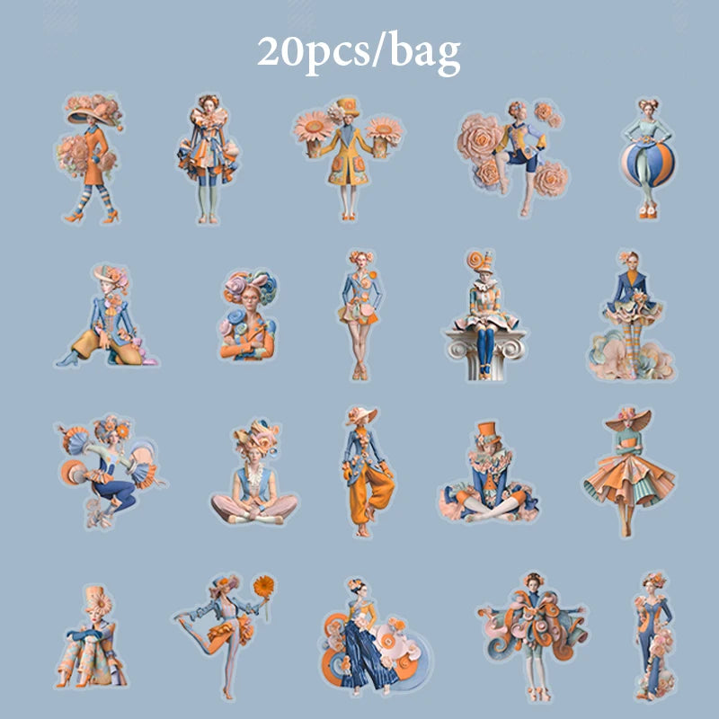 European Artist Character Sticker Pack, Fantasy Collage Supplies for Junk Journaling, DIY Crafts, Stationery Decoration Qme E