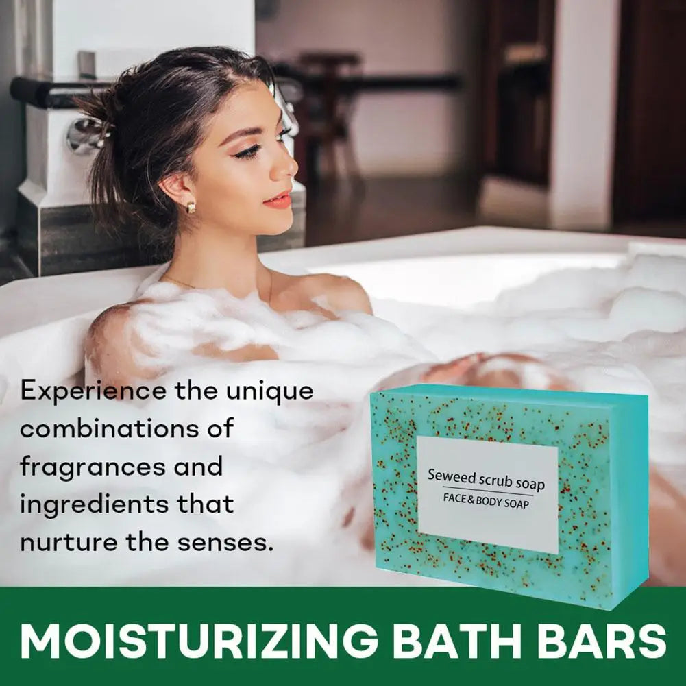 Scrub Soap Bars Men Women Seaweed Particle Cleaning Polishing Qme