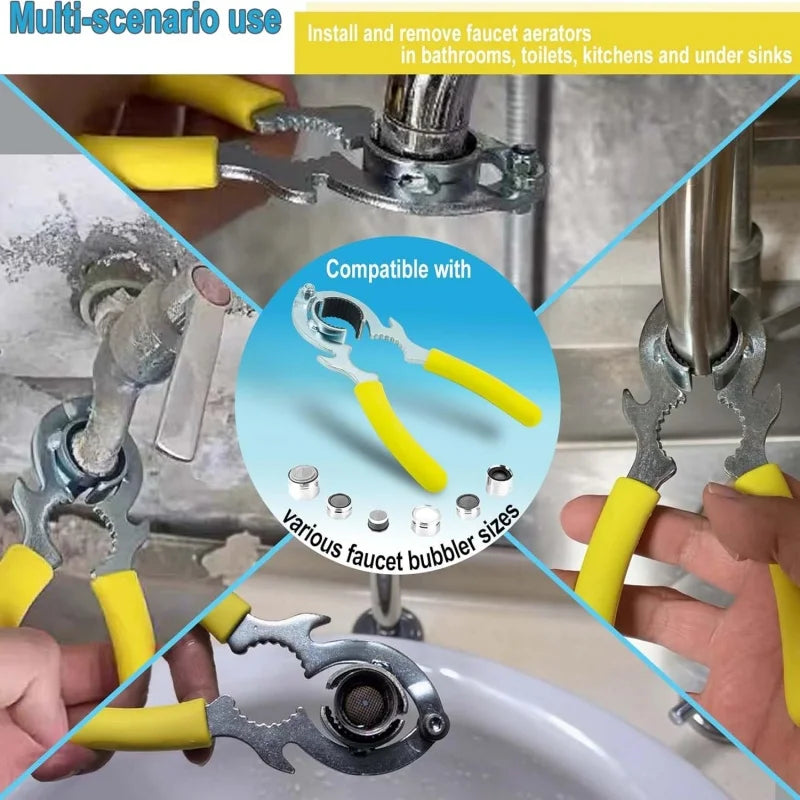 3In1 Repair Spanner Combined Faucet Bubbler Wrench Bottle Opener Pliers Household Sink Faucet Removal Cleaning Maintenance Tool Qme