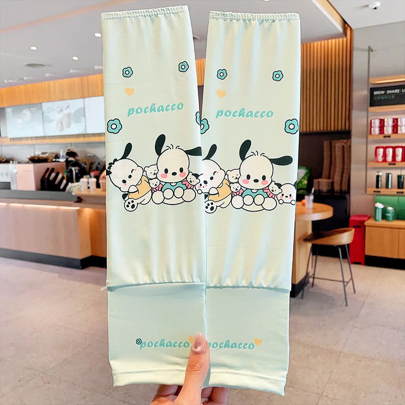 Kuromi Ice-Silk Arm Sleeves Cute Sun Protection Arm Sleeves with UV Protection Outdoor Breathable Arm Sleeves Qme 4
