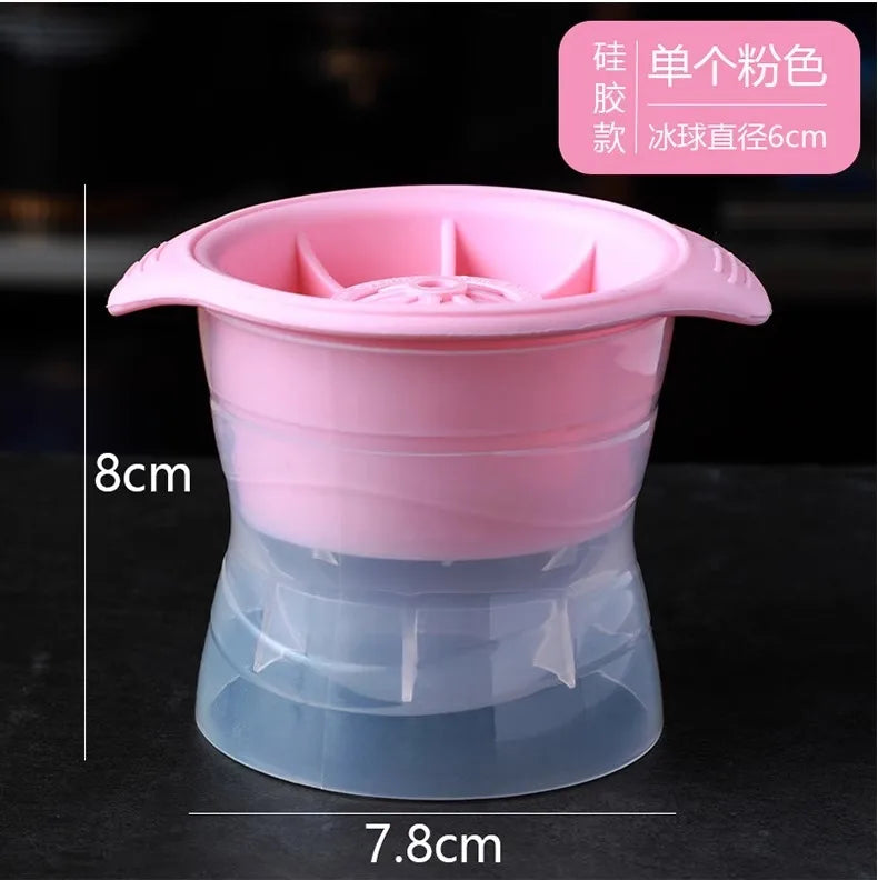 Whiskey Round Large Ice Hockey Mold Maker Kitchen Spherical Silicone Qme Pink four