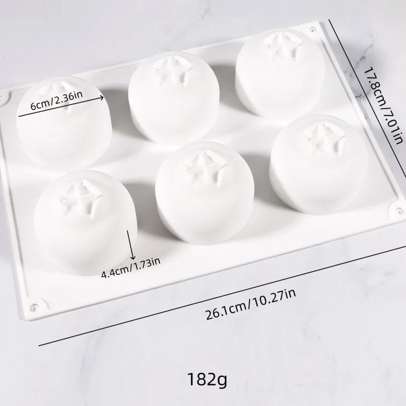 6 Cavity Blueberry Mousse Cake Baking Mold Fruit Shaped Dessert Qme White