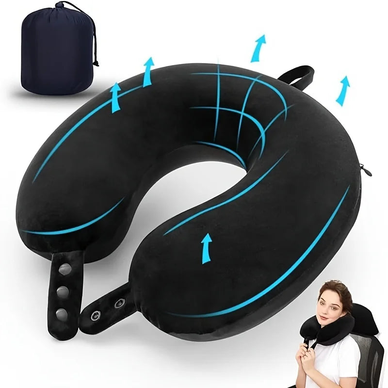 Ergonomic Travel Neck Pillow Soft Adjustable U-shaped Headrest Qme