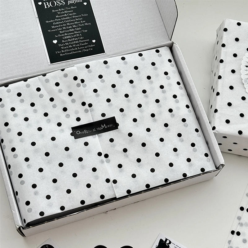 Black Polka Dot Sydney Paper Hand-kneaded Bouquet Flower Wrapping Qme