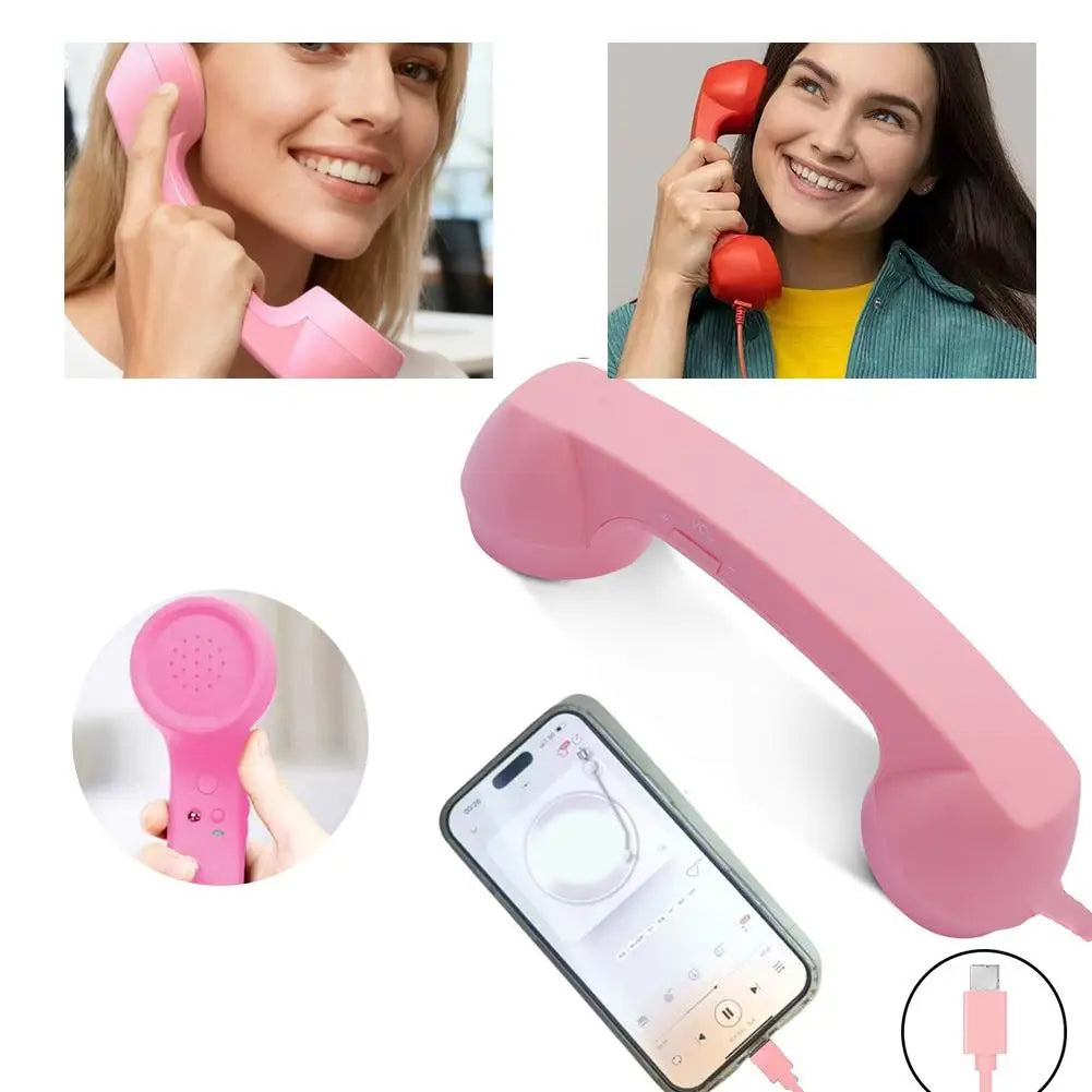Retro Telephone Receiver Type-C 3.5mm Microphone Handset Directly Plug Into Mobile Phone Handset For Mobile Phones Qme