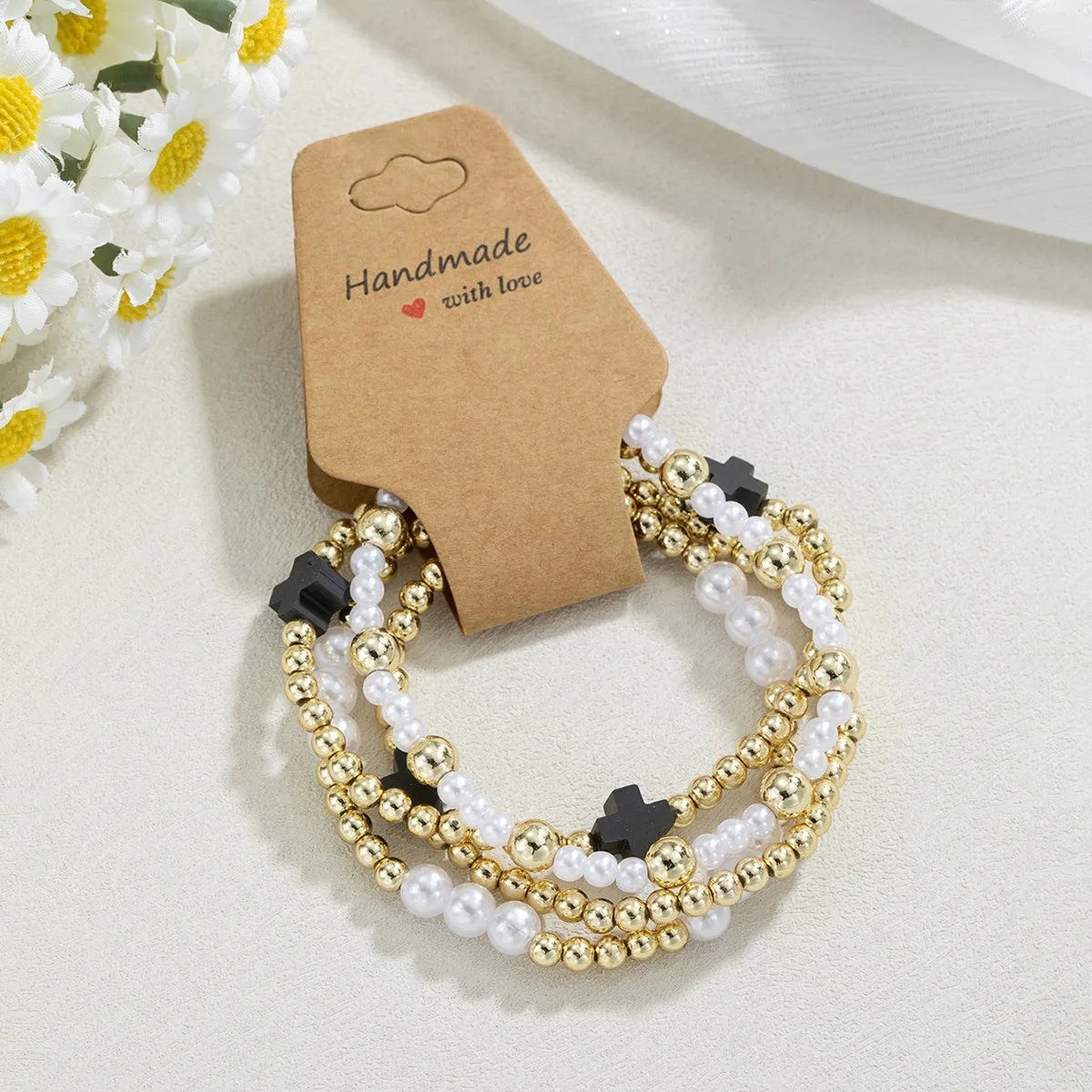 12-Piece Set Fashion Fashion Cross CCB&Seed Beaded Handmade Kraft Paper Bracelet Women Boho Stackable Wrist Jewelry Gift Qme