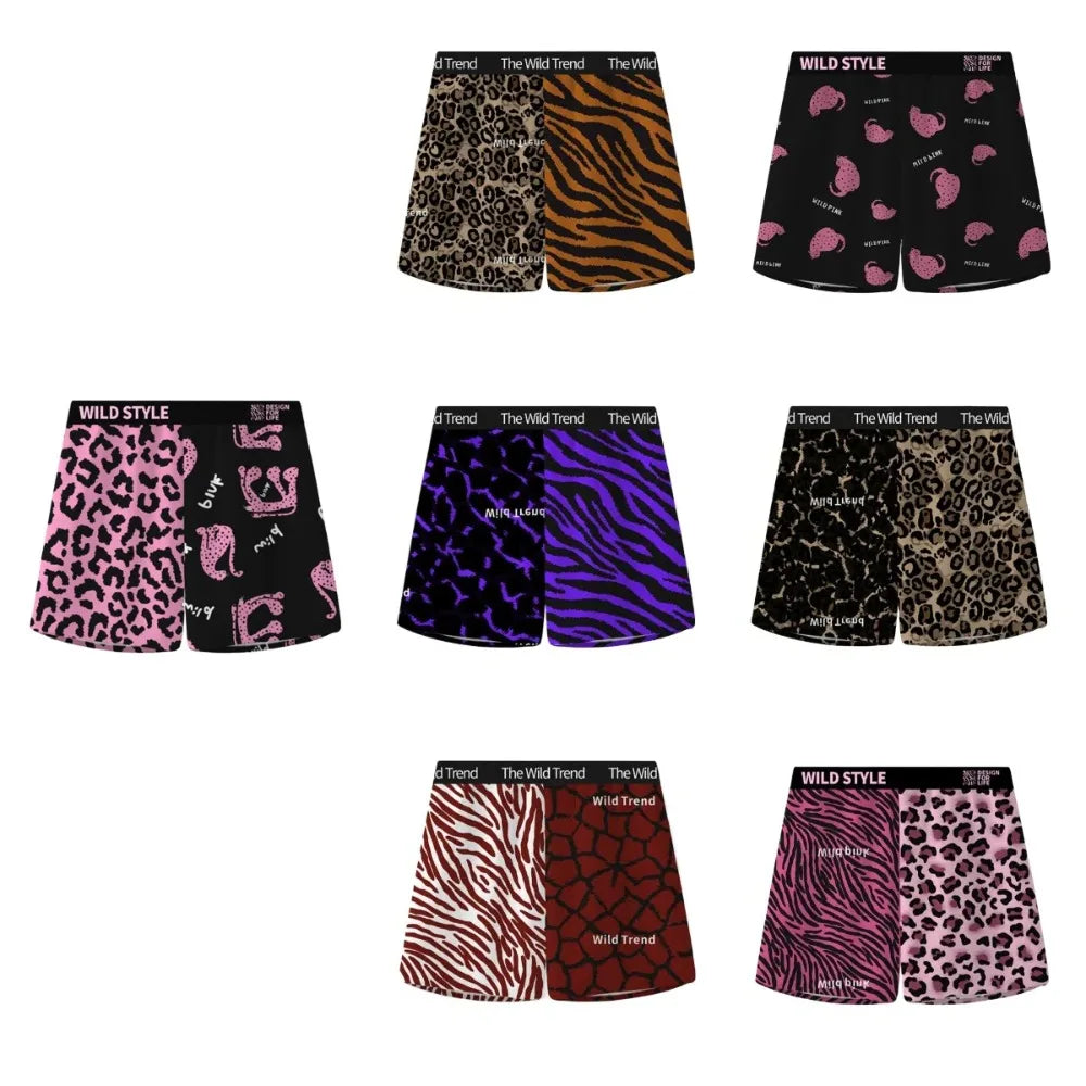 Loose Leopard Beach Shorts High Waist Underpants Men's Sleep Bottoms Sweatshorts Pajamas Baggy Bloomers Shorts Pants Qme