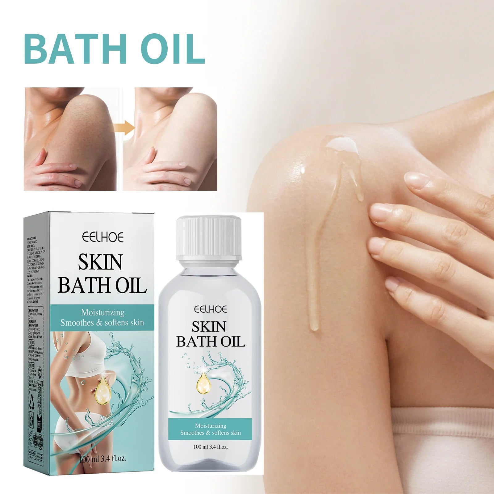 Skin Bath Oil Deep Nourishing Body Cleansing Oil Moisturizing Body Shower Oil for Dry Skin Removes Waterproof Sunscreen Hydrates Qme