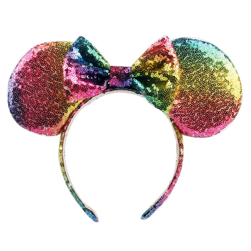Frozen Mouse Ears Headband For Women 5''Polka Sequin Bow Hairband Halloween Christmas Festival Party Travel DIY Hair Accessory Qme Headband 12
