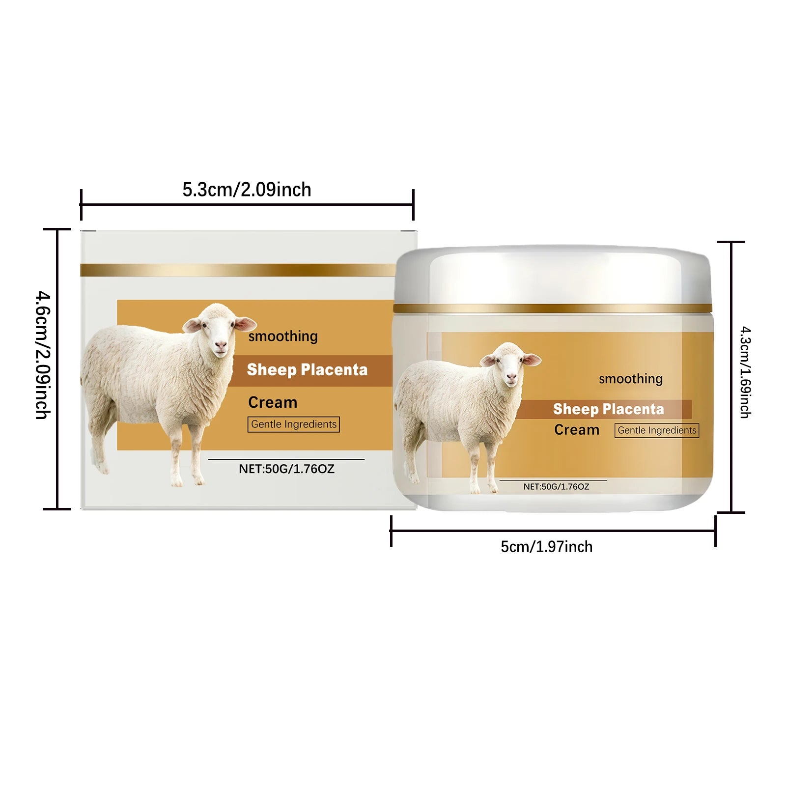 Hydrolyzed Sheep Placenta Cream Firming Lifting Anti-Aging Fade Fine Lines Nourishing Soothing Anti-Wrinkle Facial Cream Skincar Qme 50g Boxed