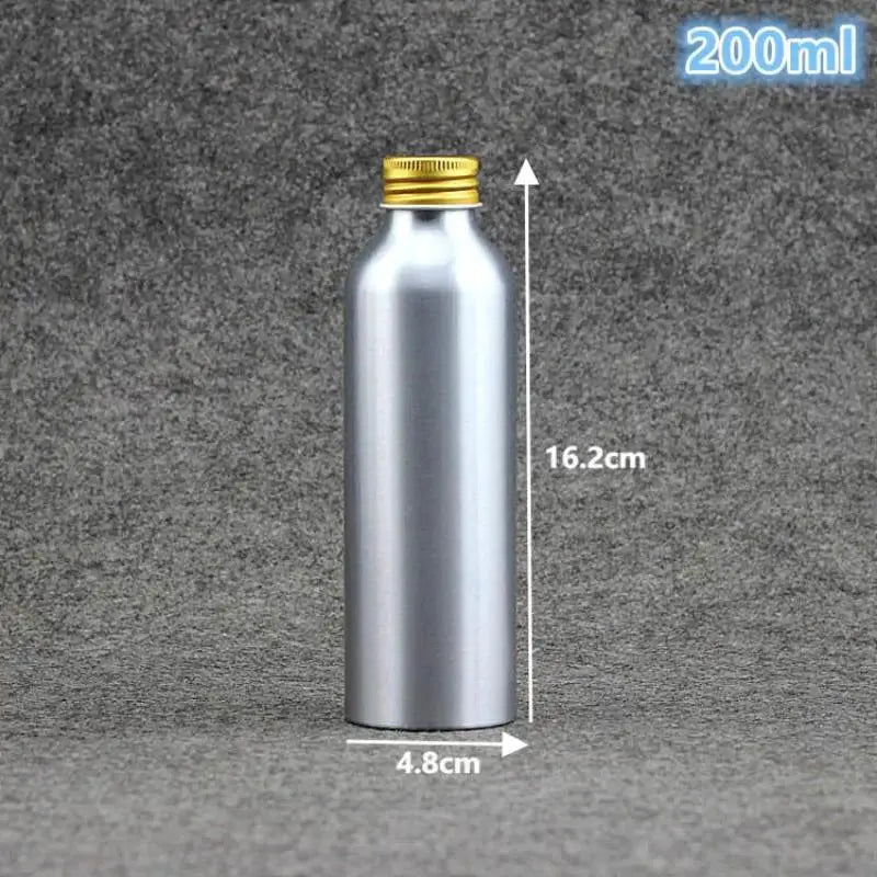 50ml-250ml Gold Aluminum Bottle With Screw Cap Perfume Cosmetic Toner Water Bottle Travel Protable Refillable Bottle Qme 200ml