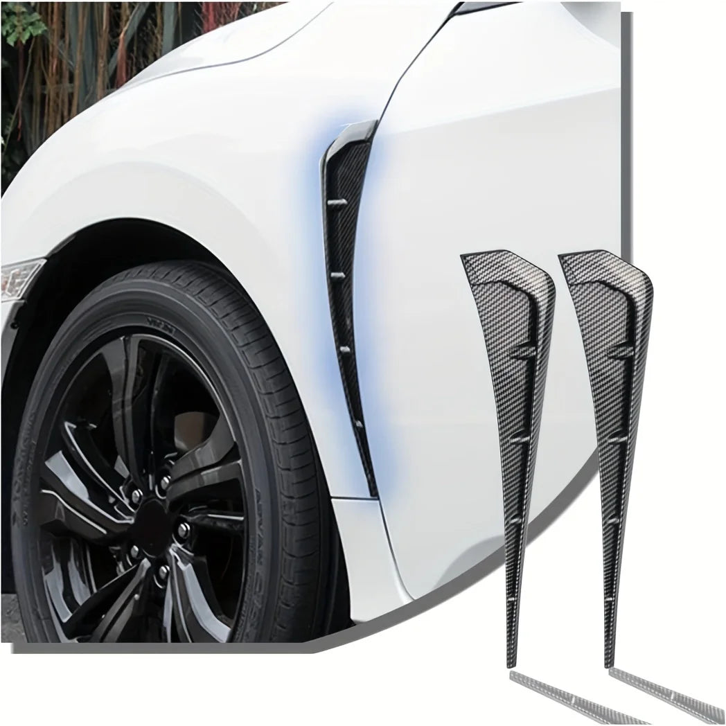 Car Fender Side Vent, 2pcs Carbon Fiber Spoiler Body Trim Cover, Airflow Inlet Air Hole Grille, Car Accessories For Most Cars Qme Carbon Fiber Pattern