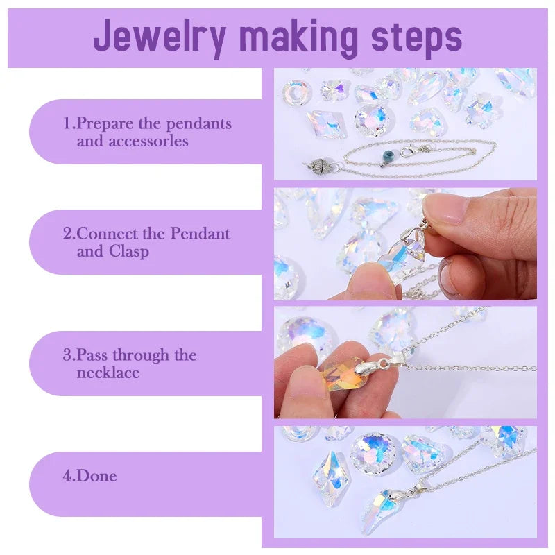 Crystal Multi -shape Pendants Single Hole Charms Glass Beads for DIY Jewelry Making Necklace Earrings Jewelry Craft Production Qme