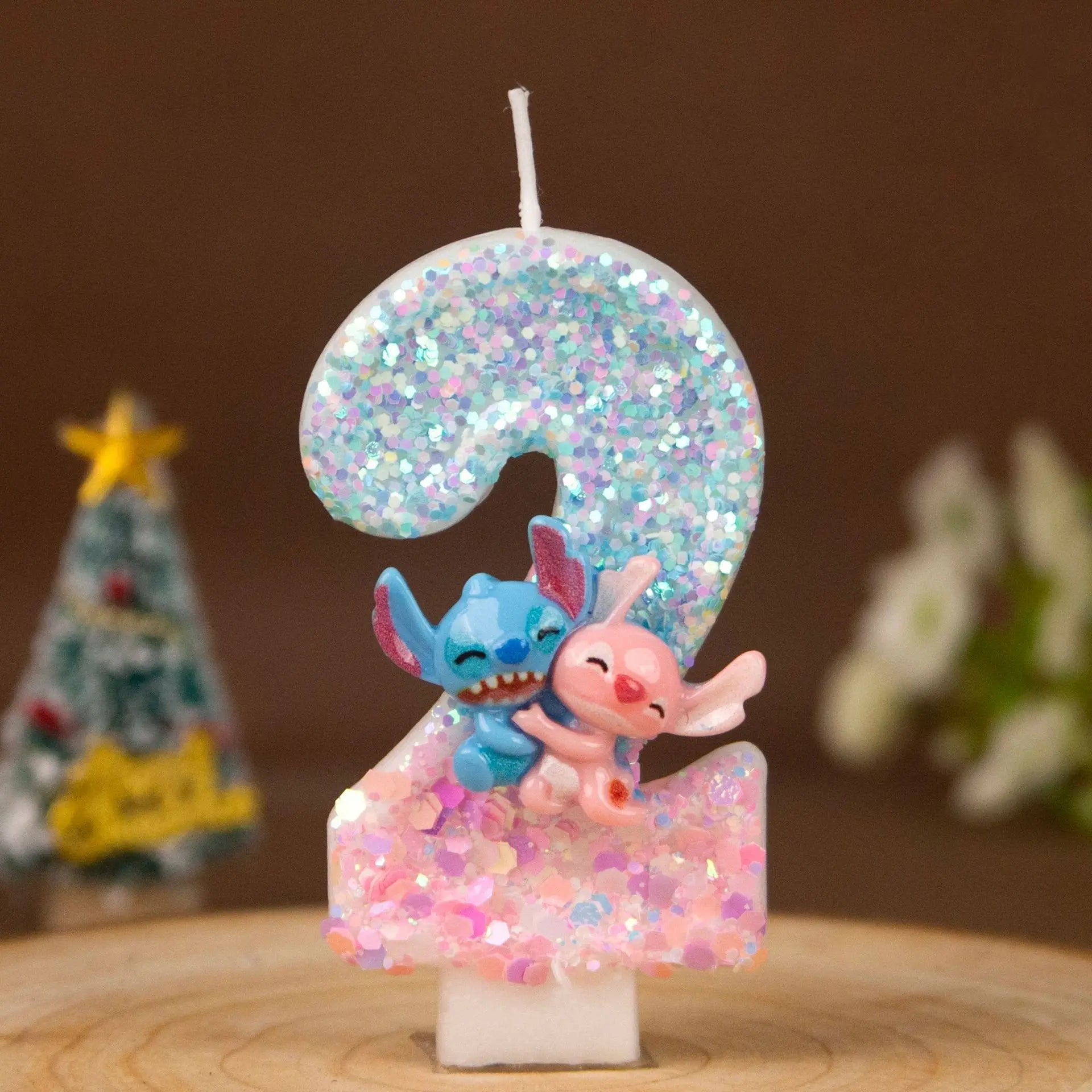 Stitch and Lilo Couple-Themed Number Candles Creative “Hugging” Candles for Birthday Cakes Festive Candles Qme 2