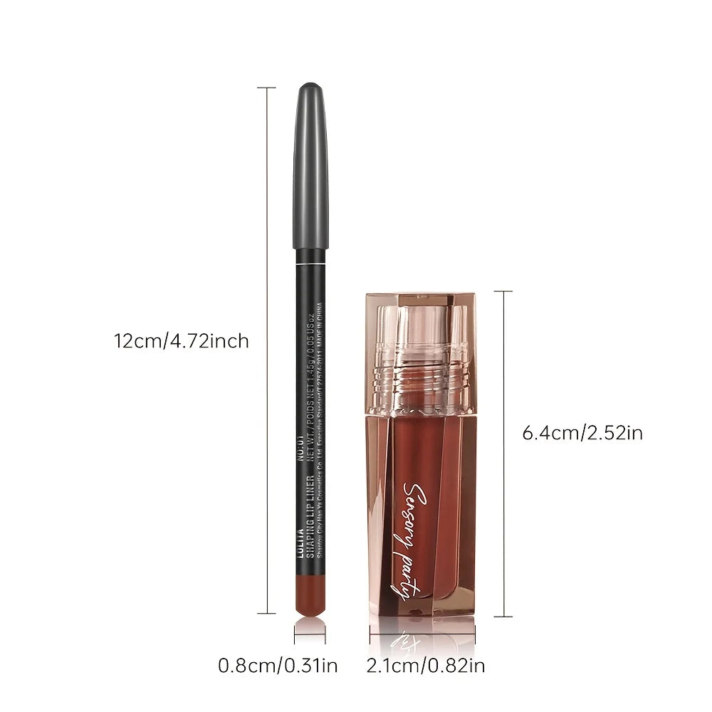 Pudaier Long Lasting Matte Lip Liner 3D Precision Dewy Look Brown Qme