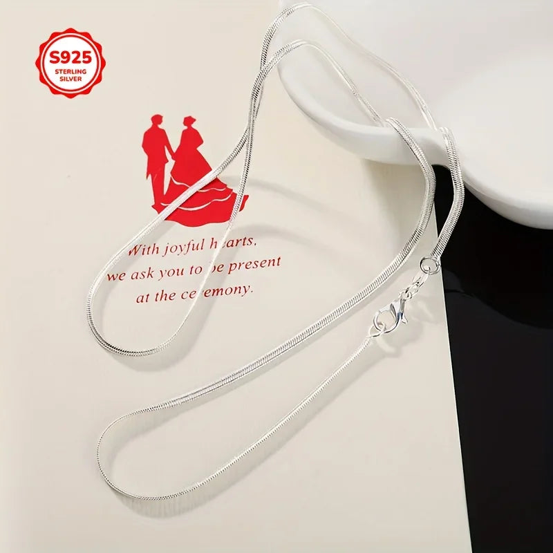 New Original 925 Sterling Silver classic Flat Snake 2MM Chain Necklace for Women men Fashion Jewelry Wedding Gifts Qme