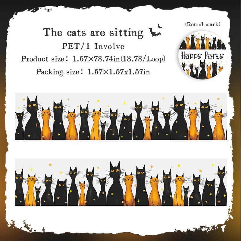 1Roll Halloween Gothic Party Celebration Washi Tape for Scrapbooking DIY, Collage Supplies, Phone Case Notebook Decor Qme 6