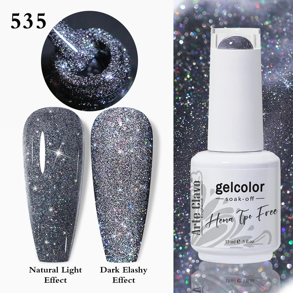 Arte Clavo Crystal Crushed Diamond Pink Blue Gel Nail Polish 2026 Qme 535