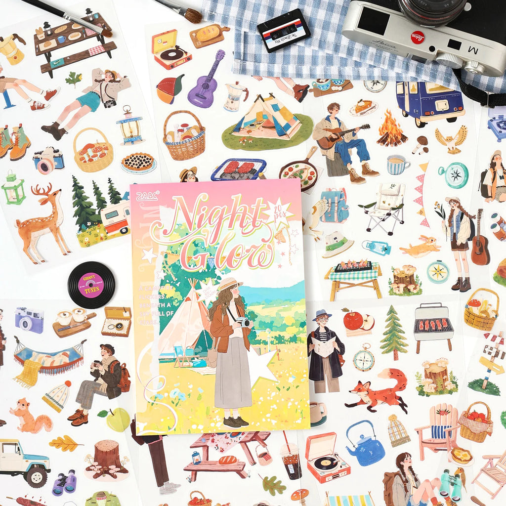 TIANZI 20pcs Cartoon Die Cut Stickers for Journal Planner DIY Scrapbooking Korean Stationery Stickers Decorative Laptop Student Qme