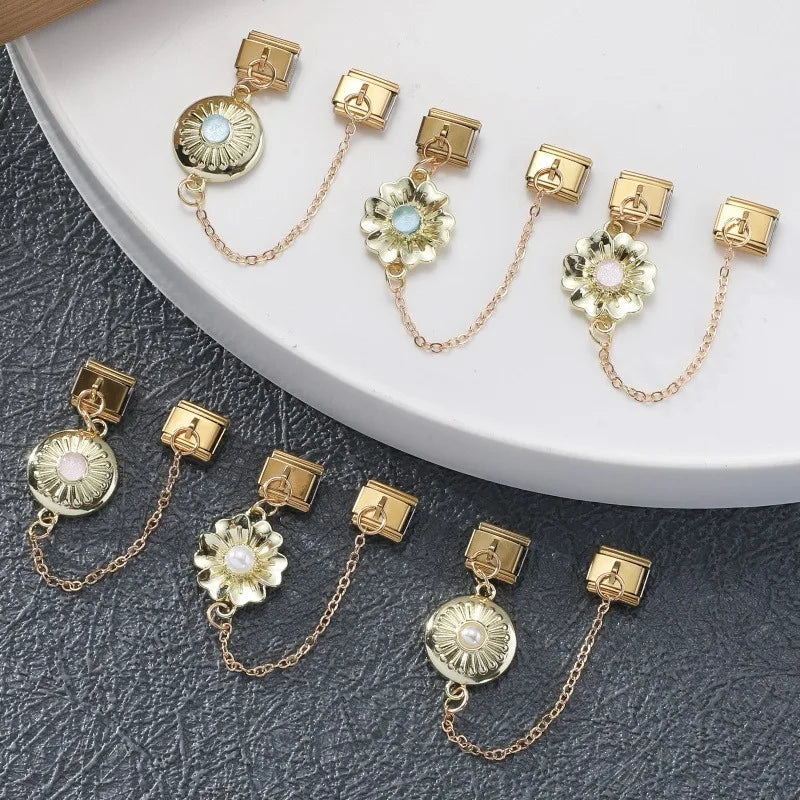 2025 New Gold Color Flower Heart Cute Cat Paws Sun Italian Charm Links Stainless Steel Fit 9mm Bracelet Jewelry DIY Making Gifts Qme