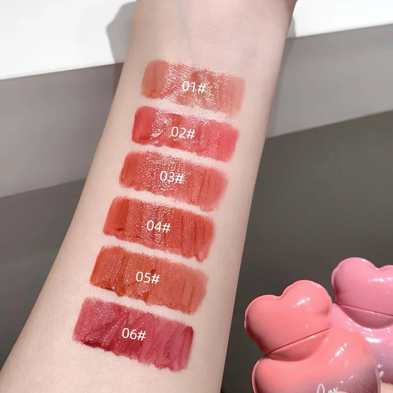 Gege Bear Heart Shape Water Light Lip Llaze Mirror Lipstick Gloss Qme