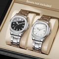 2/4PCS Luxury Men Business Watches Set Fashion Square Dial Quartz Wristwatch with Calendar（Without Box） Qme 2PCS B No Box
