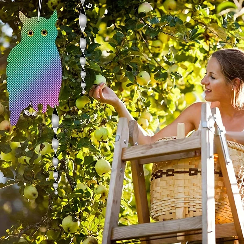 1 2 4 Outdoor Garden Decorative Wind Chime Reflective Owl Fake Hawk Qme