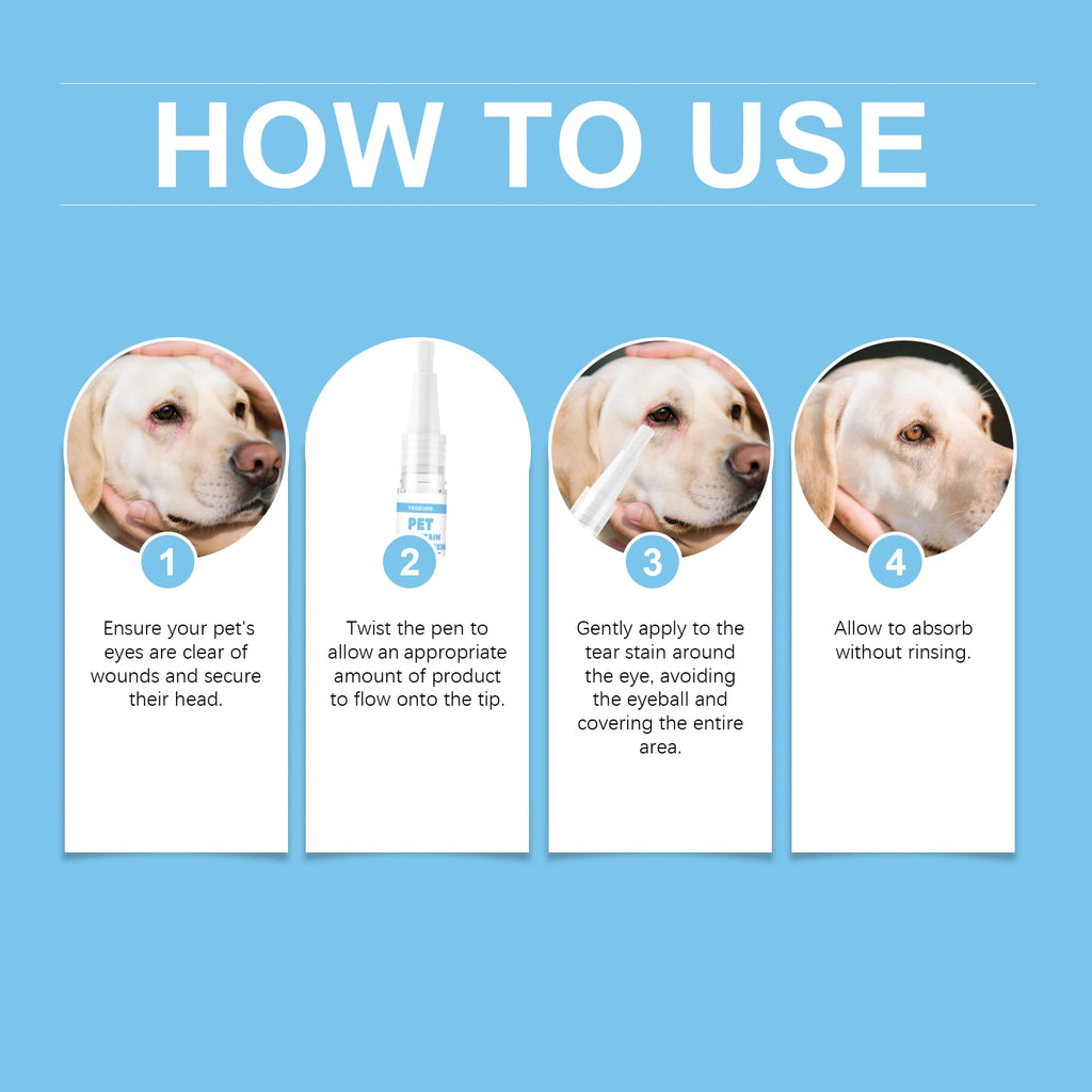 Yegbong Pet Care Tear Stain Removal Pen for Cats And Dogs Universal Eye Cleaning Solution 3ml Qme