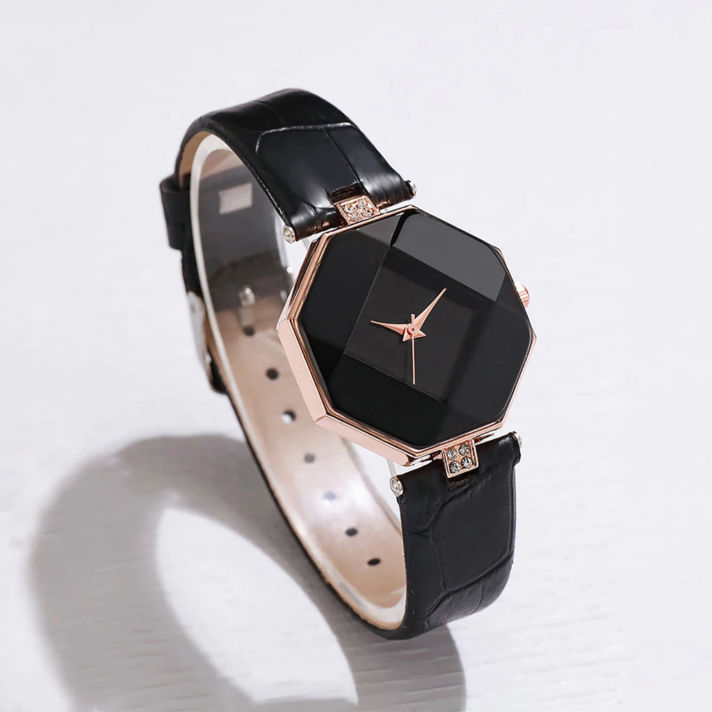 5PCS Fashion Women Watches Simple Leather Band Quartz Watch for Women Clock Jewelry Set Reloj Mujer（Without Box） Qme